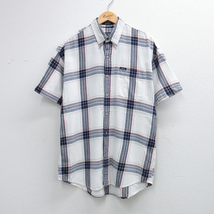 乐天商城 - 【中古】古着 ラルフローレン チャップス 半袖 ブランド シャツ メンズ 90年代 90s コットン ボタンダウン ホワイト他 チェック 26may20