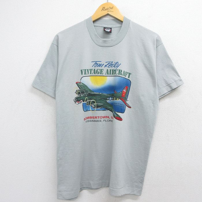 Rakuten - 【中古】古着 スクリーンスターズ 半袖 ビンテージ Tシャツ メンズ 80年代 80s 飛行機 ボーイング B-17G クルーネック USA製 グレー【spe】 26may20