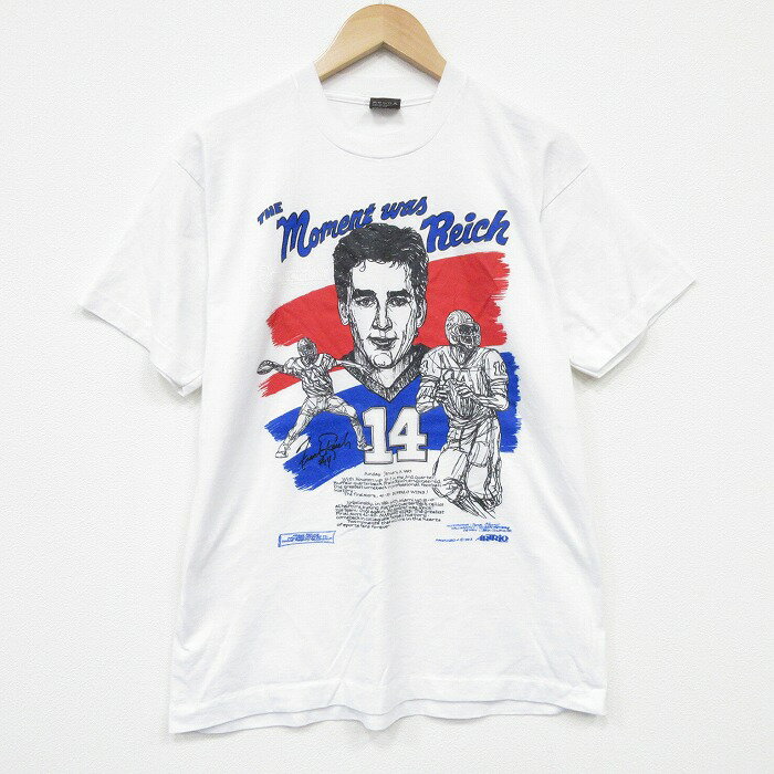 乐天商城 - 【中古】古着 スクリーンスターズ 半袖 ビンテージ Tシャツ メンズ 90年代 90s NFL バッファロービルズ フランクライヒ 14 クルーネック USA製 白 アメフト スーパーボウル 26may21
