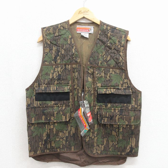古着 WINCHESTER ハンティング ベスト メンズ 90年代 90s TREBARK デッドストック ブラウン 迷彩 26may23