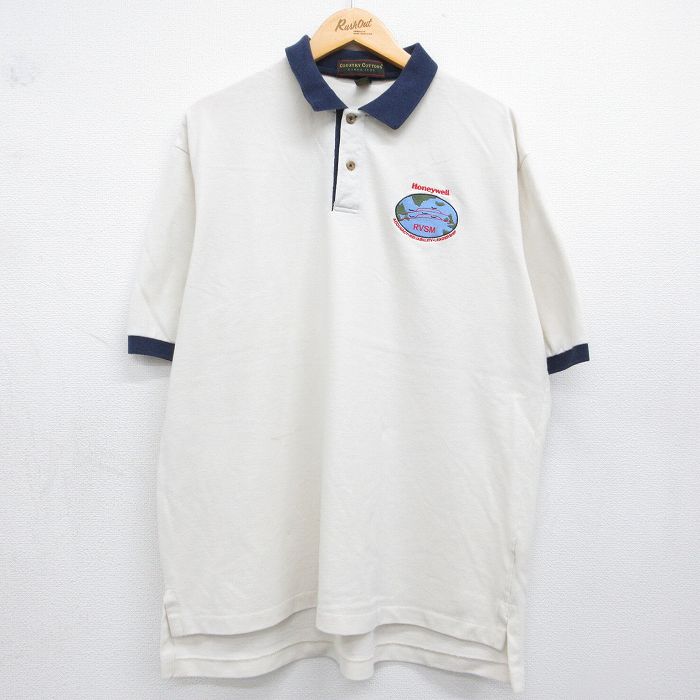 【中古】古着 90s 90年代 半袖ポロシャツ メンズ XLサイズ Honeywell 鹿の子 コッ...