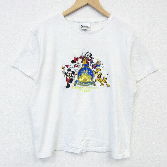 乐天商城 - 【中古】古着 半袖 ビンテージ Tシャツ メンズ 00年代 00s ディズニー ミッキーミニー 刺繍 コットン クルーネック ホワイト 26may23
