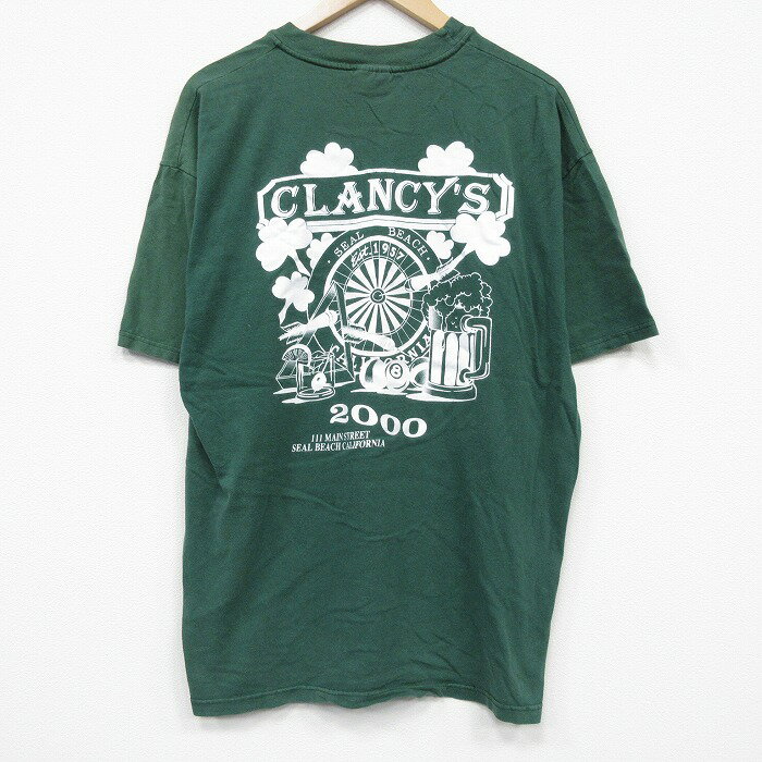 乐天商城 - 【中古】古着 ヘインズ 半袖 ビンテージ Tシャツ メンズ 00年代 00s ビール 胸ポケット付き コットン クルーネック 緑 26may25