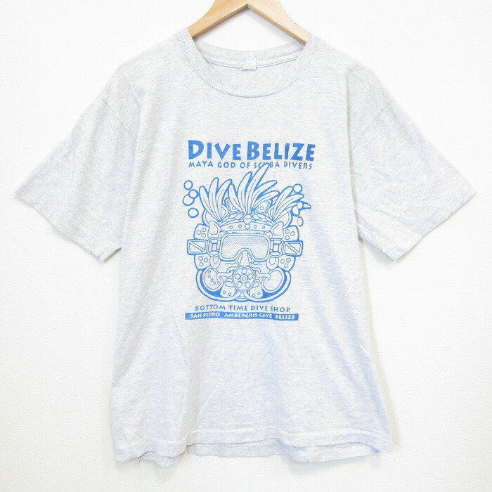 乐天商城 - 【中古】古着 半袖 ビンテージ Tシャツ メンズ 90年代 90s スキューバ コットン クルーネック グレー 霜降り 26may26