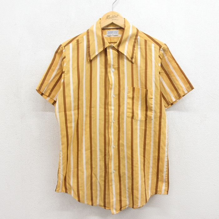 樂天商城 - 【中古】古着 半袖 シャツ メンズ 80年代 80s USA製 イエロー ストライプ 26may27