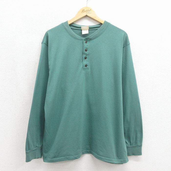 樂天商城 - 【中古】古着 エルエルビーン 長袖 ビンテージ Tシャツ メンズ 90年代 90s 無地 コットン ヘンリーネック USA製 グリーン【spe】 26may27