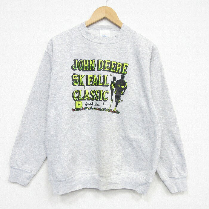 乐天商城 - 【中古】古着 TULTEX 長袖 スウェット メンズ 90年代 90s ジョンディア マラソン クルーネック USA製 グレー 霜降り 26may29