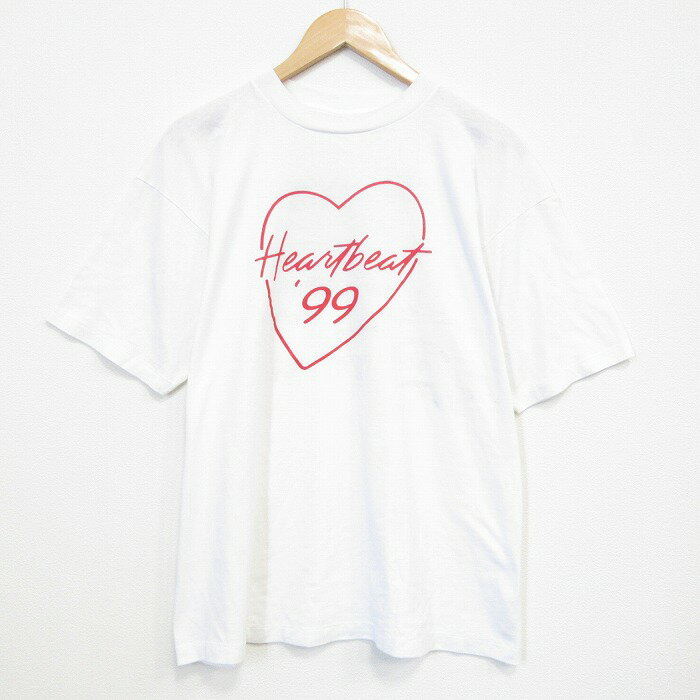 乐天商城 - 【中古】古着 半袖 ビンテージ Tシャツ メンズ 90年代 90s ハート クルーネック ホワイト 26may30