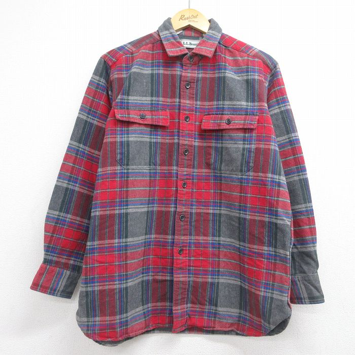 【中古】古着 エルエルビーン 90s 長袖フランネルシャツ メンズ Lサイズ 相当 チェック 赤 90年代 レッド ヴィンテージ アメカジ ストリート カジュアル きれいめ レトロ rushout-10752101 古着屋RushOut パッケージ画像