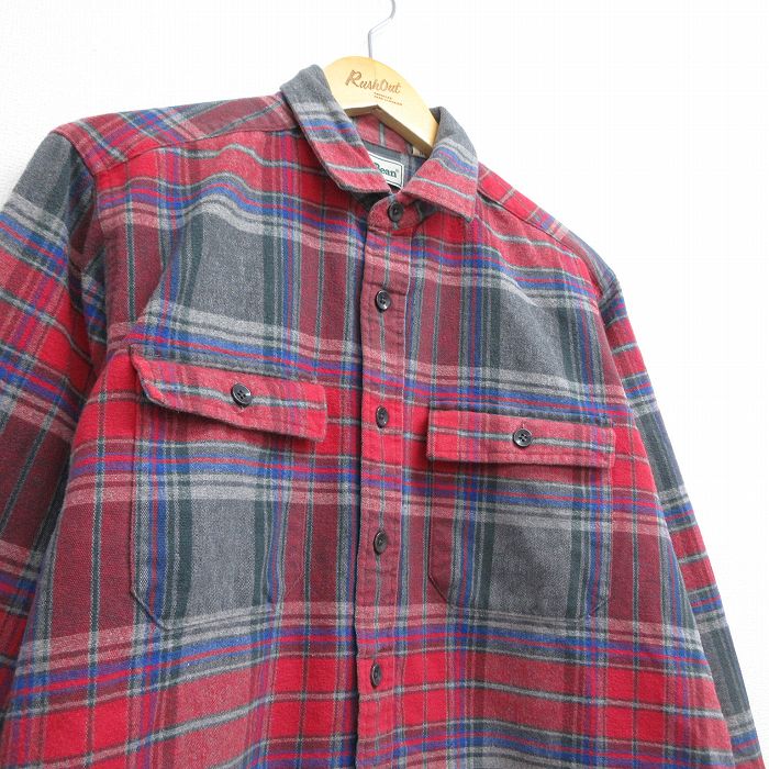 【中古】古着 エルエルビーン 90s 長袖フランネルシャツ メンズ Lサイズ 相当 チェック 赤 90年代 レッド ヴィンテージ アメカジ ストリート カジュアル きれいめ レトロ rushout-10752101 古着屋RushOut サンプル画像2