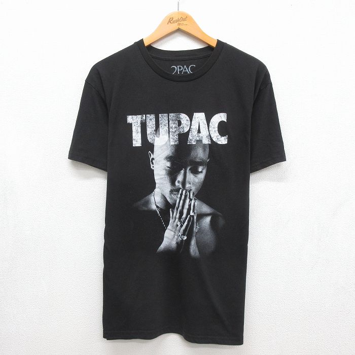 【中古】古着 半袖Tシャツ トゥパック 2PAC プリント メンズ Lサイズ ブラック ヒップホップ アメカジ ストリート カジュアル きれいめ ヴィンテージ レトロ オールド