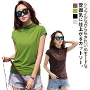 ハイネックTシャツ レディース タートルネック 半袖 tシャツ カットソー プルオーバー スリーブレス モックネック プチハイネック ひんやり 涼感 薄手 無地 ストレッチ 伸縮性 ハイネックTシャツ 半袖Tシャツ トップス カジュアル 大人 こなれ感(4)