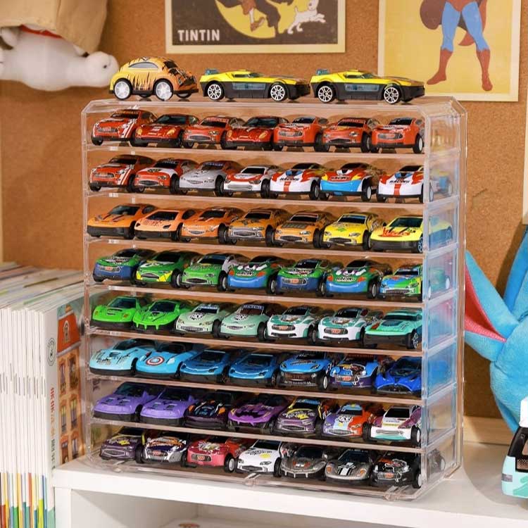 ミニカーケース 置き型 子供部屋 収納 コレクションケース トミカ ミニカー ミニカーディスプレイ ロングミニカー 8層 大容量 扉なし 透明 おもちゃ 収納 トミカケース ミニカー 収納棚 ショーケース 卓上 ミニカー ホットウィール収納ケース 大型 ミニカー