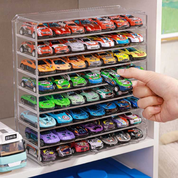 ミニカーケース 置き型 子供部屋 収納 コレクションケース トミカ ミニカー ミニカーディスプレイ ロングミニカー 8層 大容量 扉なし 透明 おもちゃ 収納 トミカケース ミニカー 収納棚 ショーケース 卓上 ミニカー ホットウィール収納ケース 大型 ミニカー [2]