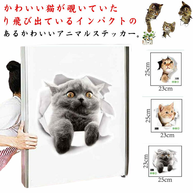 Rakuten - カーステッカー 猫 シール 6枚セット かわいい 動物 アニマル ドレスアップ 車 バイク カー用品 ステッカー カーステッカー 傷隠し 車ステッカー CAR 車 カー ウインドー 窓 ボディ 車体 ステッカー 装飾 デコレーション