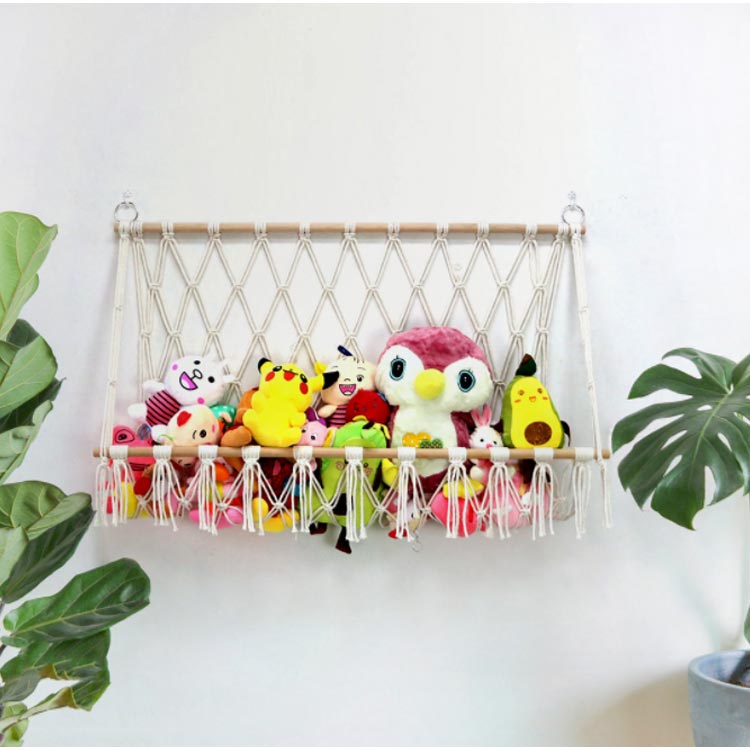 壁掛け おもちゃ ハンモック ぬいぐるみ 吊り下げ収納 ウォールポケット ぬいぐるみ 収納 ハンモック ネット 子供部屋 大容量 おもちゃ箱 隙間収納 見せる収納 絵本 玩具 片付け ランドリーラック 北欧 タッセル インテリア マクラメハンモック