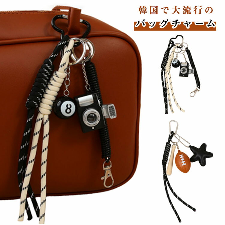 野球 バックチャーム バッグチャーム キーリング バッグチャーム カラビナ カメラモチーフ パラコード ボールモチーフ バッグ 鞄 スマホ バッグチャーム バッグストラップ スマホチャーム スマホストラップ じゃらじゃら