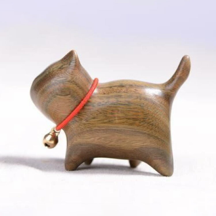 黒檀 緑檀 置物 2個セット 猫小物 木製 可愛い 猫 猫グッズ 招き猫 2個セット 手作り しあわせ猫 風水 天然木製 オブジェ 小さい 犬 ねこ 幸運 金運祈願 福を呼ぶ 玄関小物 ウッド ねこグッス デスク 癒し プレゼント 雑貨