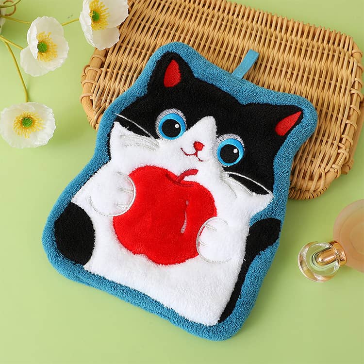 ハンカチ ネコ 猫 2枚セット かわいい ループ付きタオル 幼稚園 ハンドタオル マイ...
