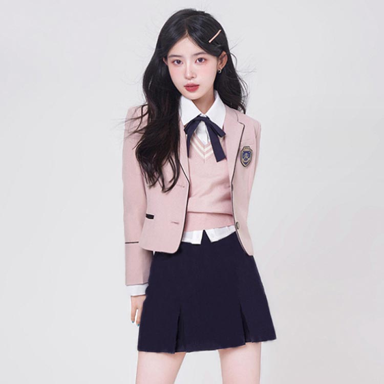 韓国 制服 6点セット ブレザー スカート ベスト シャツ リボン バッジ セット 女子高生 卒業式スーツ 入学式 スーツ レディース 女子 学生服 学生制服 JK制服 韓国 高校生制服 制服コスプレ お洒落 スクール 卒業式 発表会 ハロウィン コスプレ 仮装 コスチューム 3