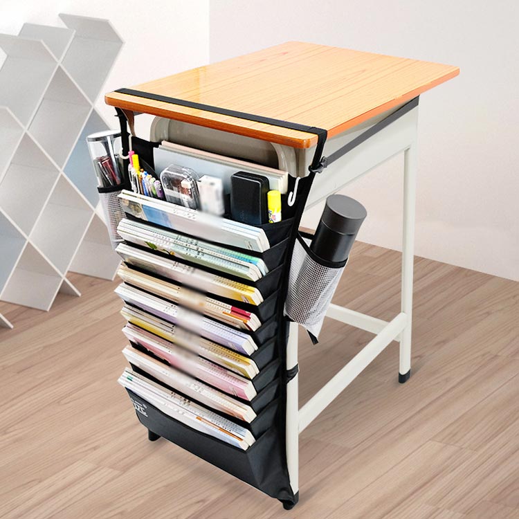 デスク用 サイドポケット 収納ポケット 大容量 多機能 ファイル収納 学校机用品 仕切り 教科書 書類 文具 水筒 ペットボトル 小物入れ 整理整頓 滑り止め 防水 耐摩耗 テーブル整理 送料無料