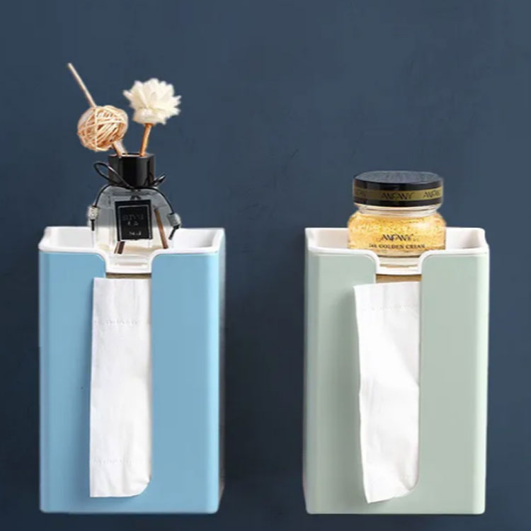 壁掛け 北欧風 ティッシュカバー 粘着式 ティッシュボックス トイレ キッチン 洗面所 浴室 ティッシュホルダー キッチン収納 多機能 蓋付き [2]