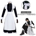 ロング フリル 可愛い 長袖 レディース ロリータ カチューシャ付き ハロウィン メイド服 エプロン カフェ ワンピース コスプレ衣装 メンズ パーティー 文化祭 女装 学園祭 仮装(3)