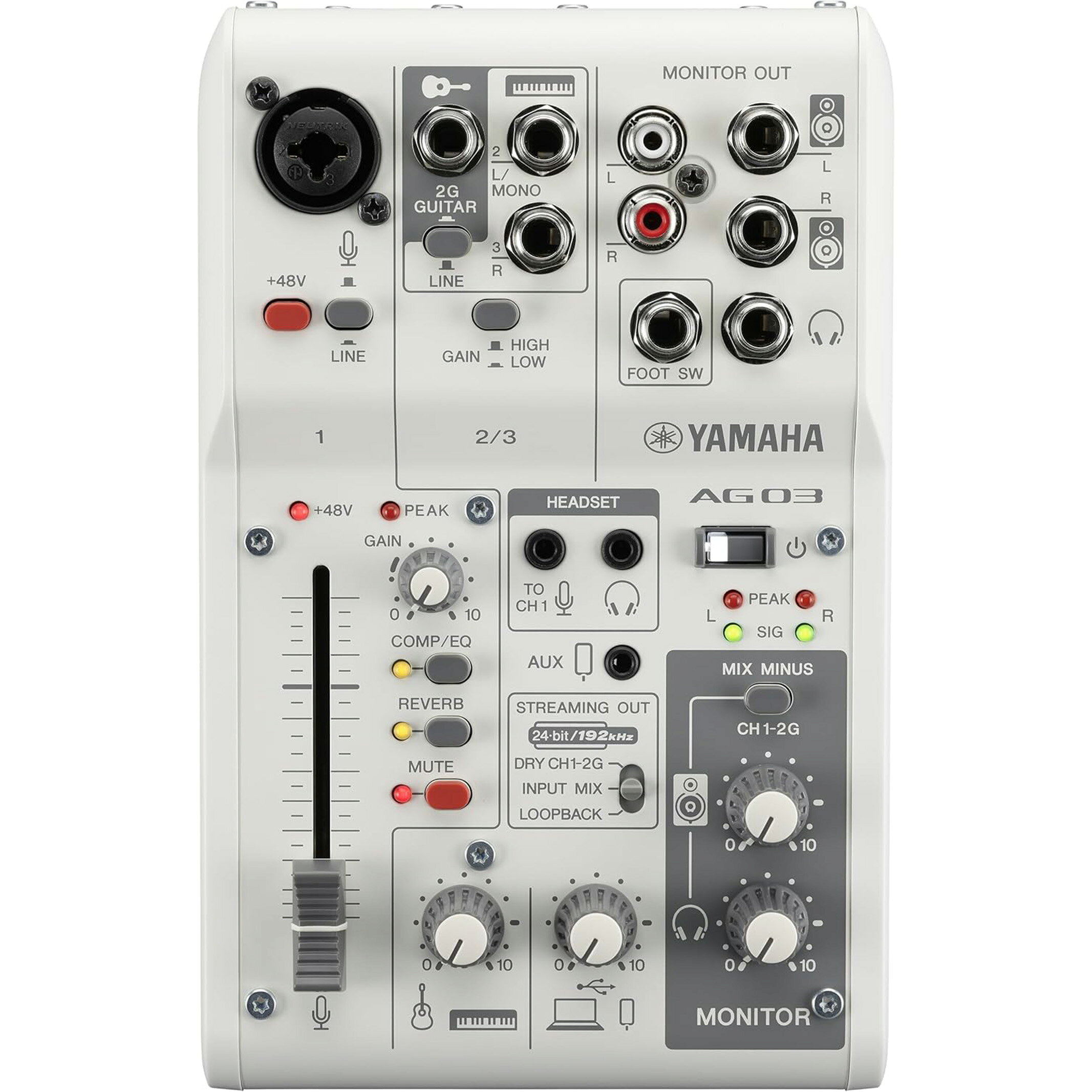 YAMAHA ヤマハ ライブストリーミングミキサー 3チャンネル ホワイト AG03MK2 W