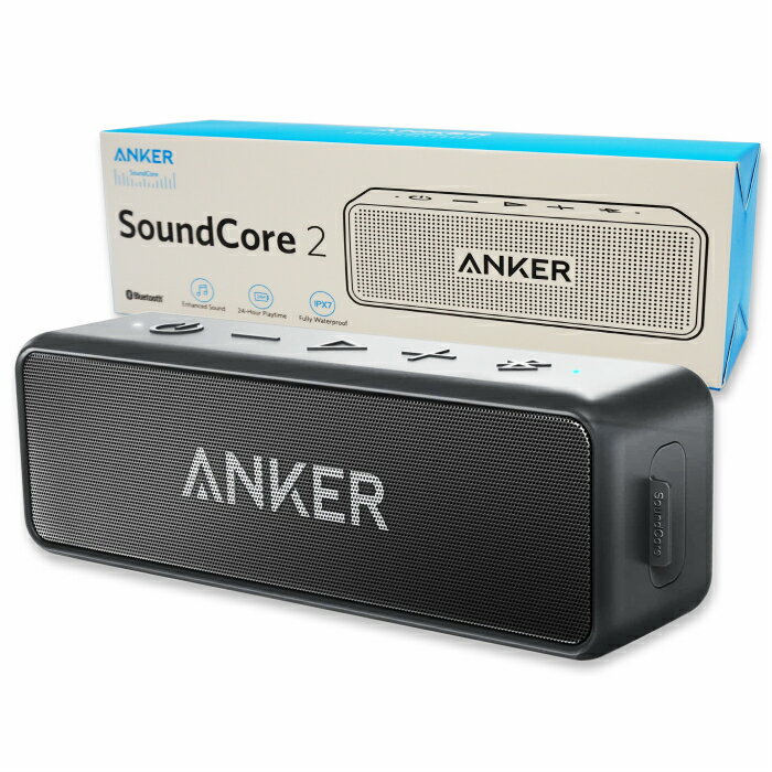 Anker Soundcore 2 (12W Bluetooth5.0 Xs[J[ 24ԘAĐ) SCXXeIΉ ꂽቹ   IPX7hKi   fAhCo[ }CN (ubN)