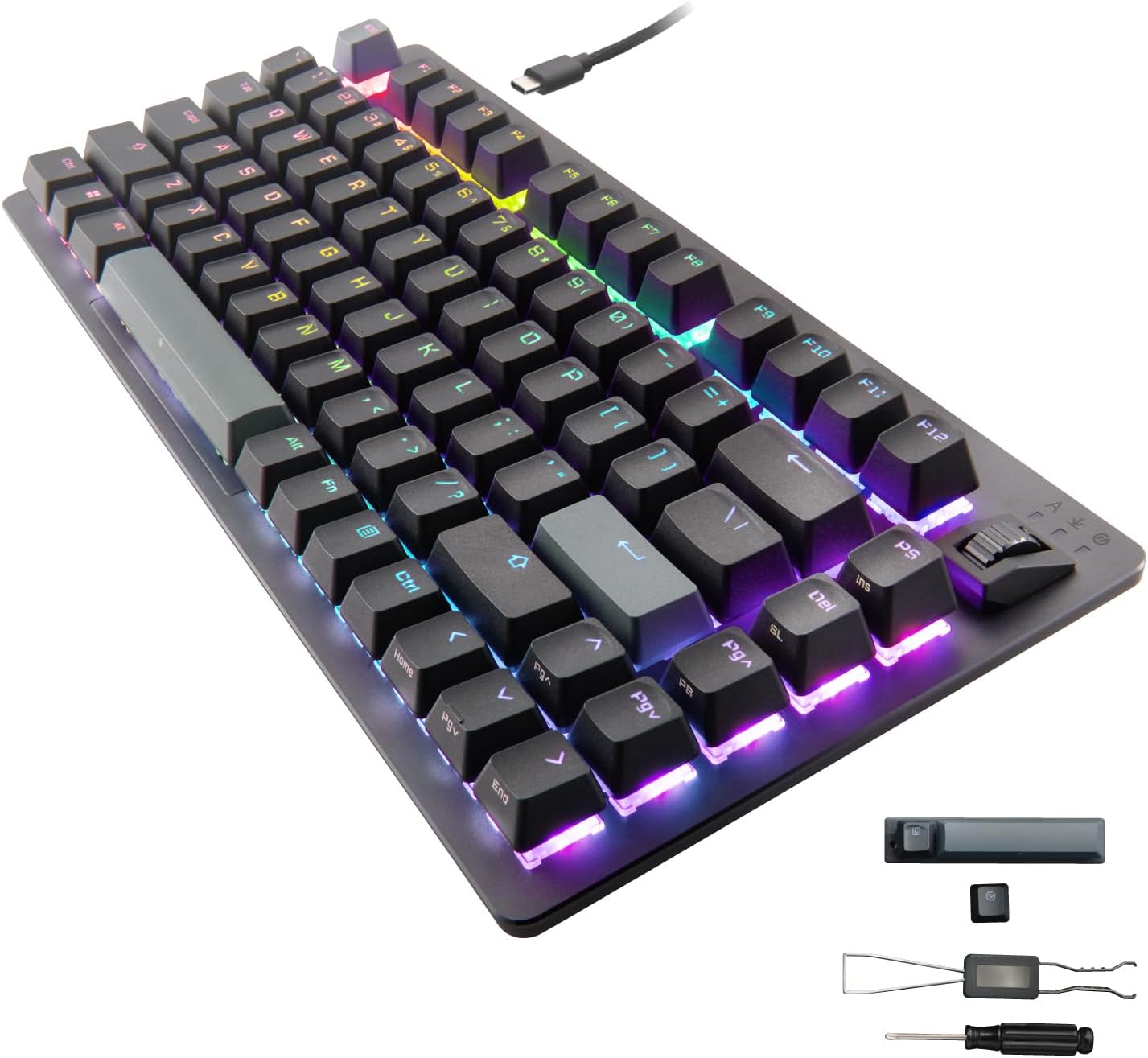 エレコム ゲーミングキーボード V custom VK720A ラピッドトリガー搭載 有線 着脱式 磁気式アナログ検知スイッチ搭載 75%サイズ US配列 ブラック TK-VK720ABK-EN