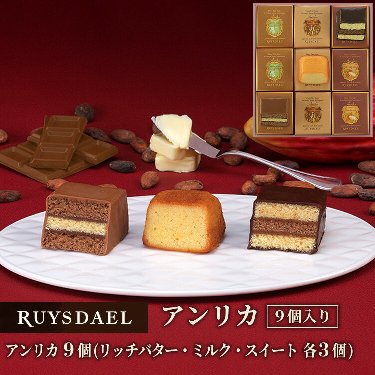 初回限定、次回使える500円クーポン配布中/ギフト スイーツ お菓子 RUYSDAEL (ロイスダール) アンリカ 9個 （リッチバター・ミルク・スイート×各3個) 【フルーツケーキ バターケーキ パウンドケーキ 個包装 リボン のし 3000円】のサムネイル