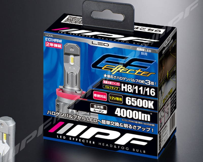 IPF LED エフェクター ヘッド＆フォグ バルブ 6500Kシリーズ　E101HFBW　H8/11/16共通　6500K　4000lm