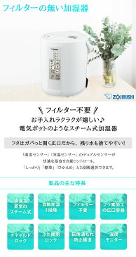 加湿器 象印 スチーム式加湿器 EE-RP35-WA かしつ器 加湿機 かしつき フィルター無し加湿器