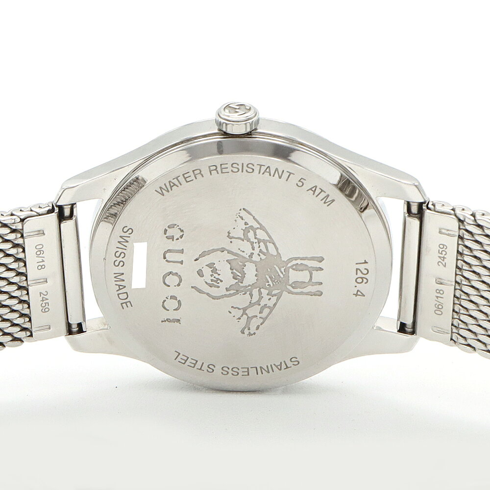 電池交換済 GUCCI グッチ Gタイムレス 126.4 50m防水 青 ブルーシェル SS ステンレス レディース クォーツ【6ヶ月保証】【腕時計】【中古】