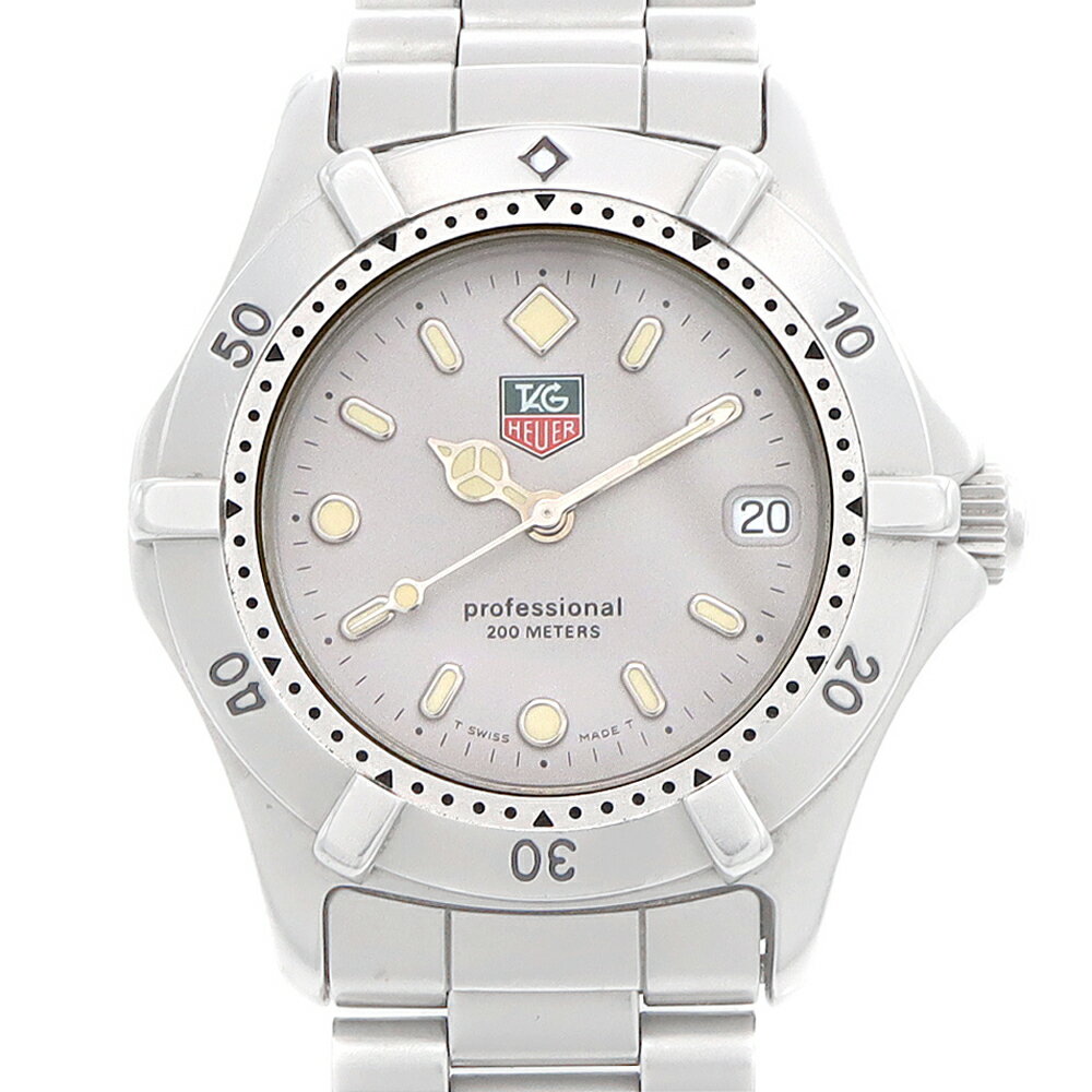 樂天商城 - 電池交換済 TAG Heuer タグホイヤー プロフェッショナル 2000シリーズ WE1211-R 200m防水 デイト グレー SS ステンレス メンズ レディース ボーイズ クォーツ【6ヶ月保証】【腕時計】【中古】