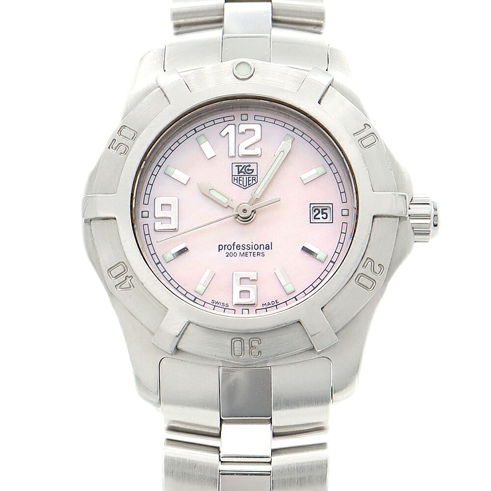 Tag Heuer - 電池交換済 TAG Heuer タグホイヤー エクスクルーシブ 2000シリーズ WN1319 BA0333 デイト 200m防水 ピンク ピンクシェル SS ステンレス レディース クォーツ【6ヶ月保証】【腕時計】【中古】