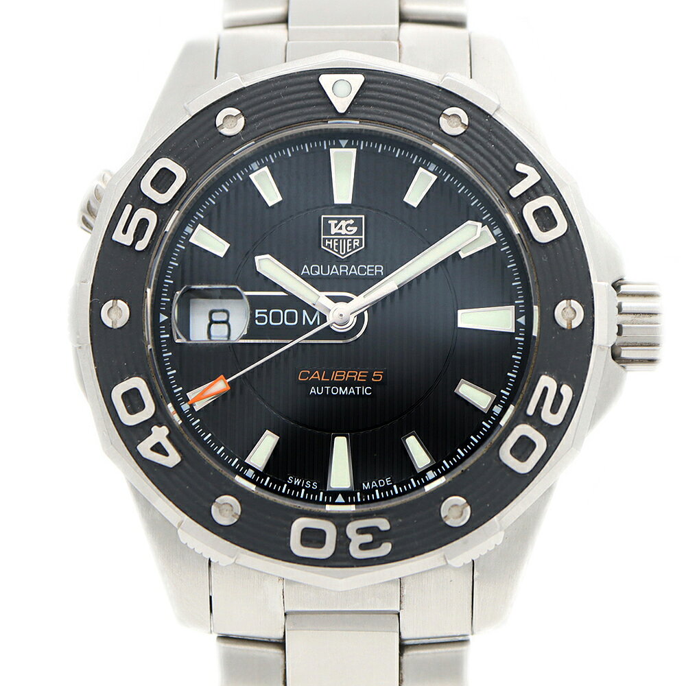Rakuten - 内部点検済 TAG Heuer タグホイヤー アクアレーサー キャリバー 5 WAJ2110 500m防水 デイト 黒 ブラック SS ステンレス メンズ 自動巻き【6ヶ月保証】【腕時計】【中古】