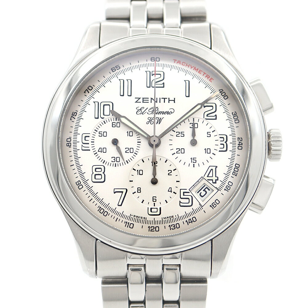 ZENITH ゼニス クラス エルプリメロ 02.0500.420/04 クロノグラフ デイト 100m防水 裏スケ 黒 ブラック SS ステンレス メンズ 手巻き【6ヶ月保証】【腕時計】【中古】