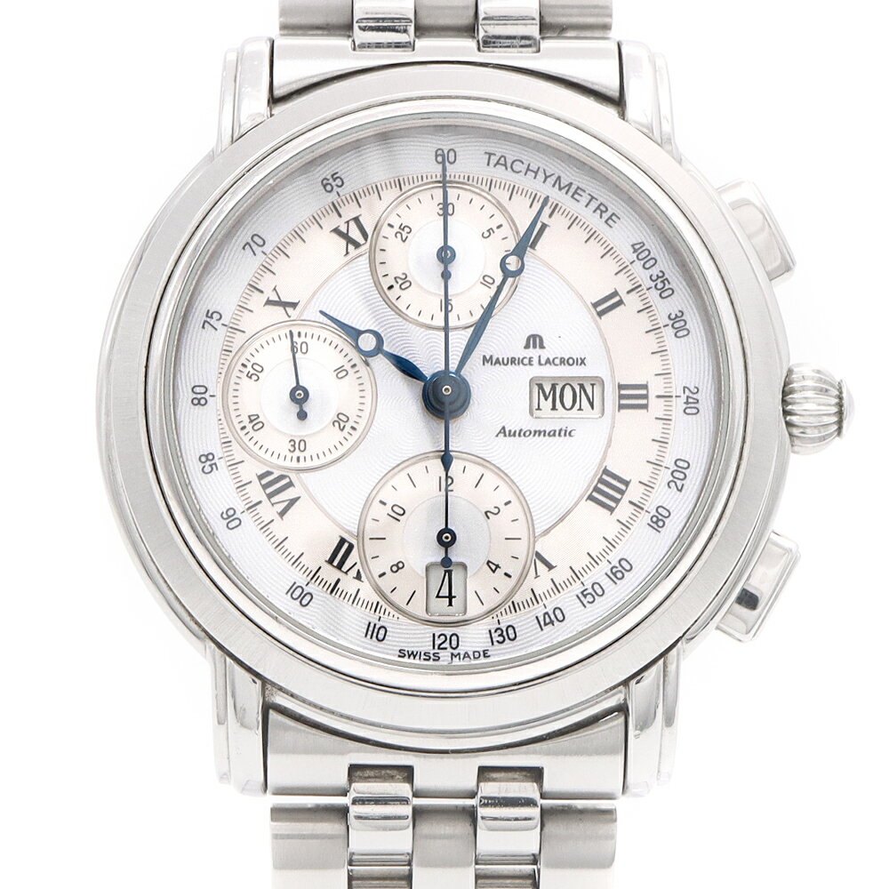 MAURICE LACROIX モーリスラクロア マスターピース クロノグラフ MP6318-SS002-11E デイデイト 50m防水 裏スケ シルバー SS ステンレス メンズ 自動巻き【6ヶ月保証】【腕時計】【中古】