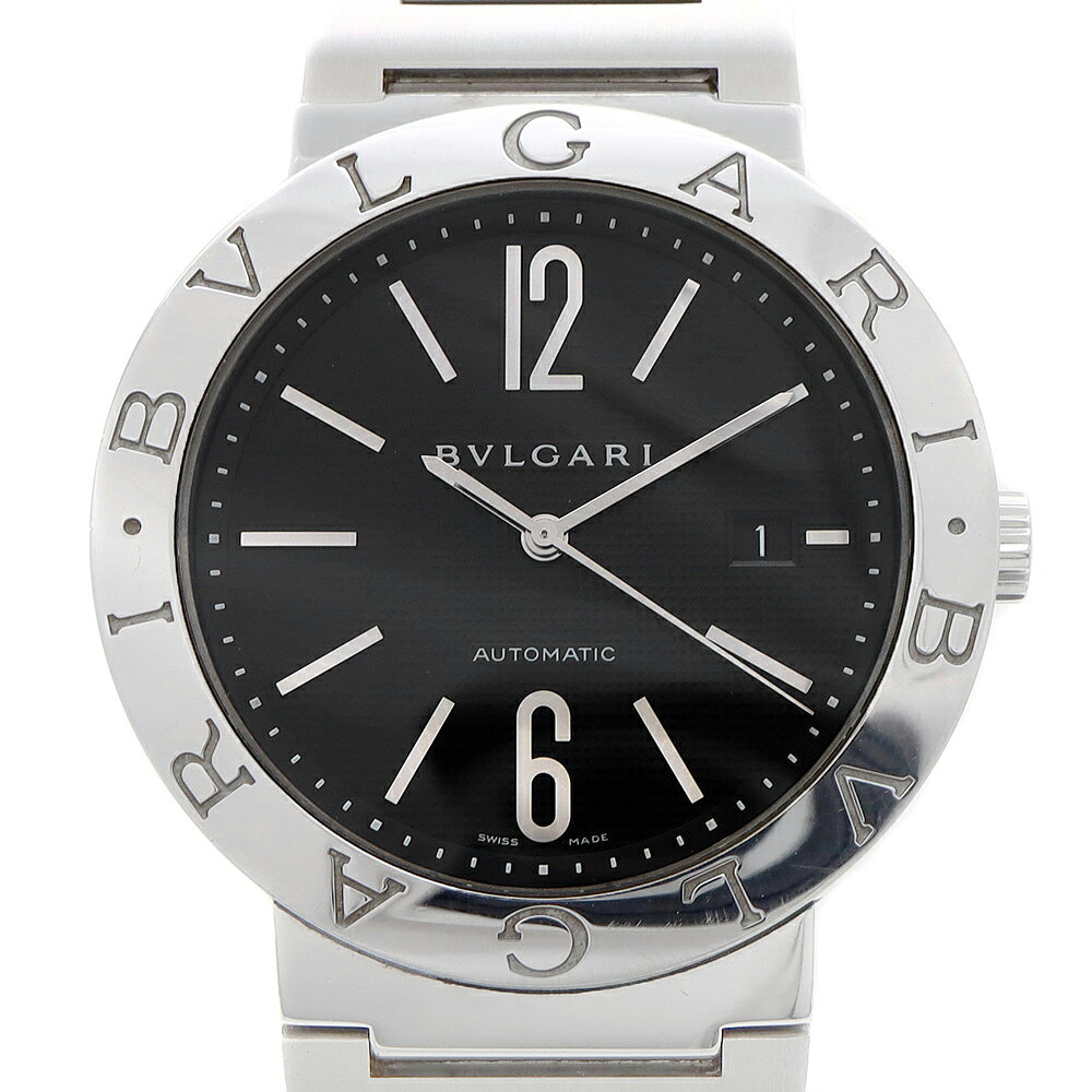 内部点検済 BVLGARI ブルガリ ブルガリブルガリ BB42SSAUTO デイト 黒 ブラック SS ステンレス メンズ 自動巻き【6ヶ月保証】【腕時計】【中古】