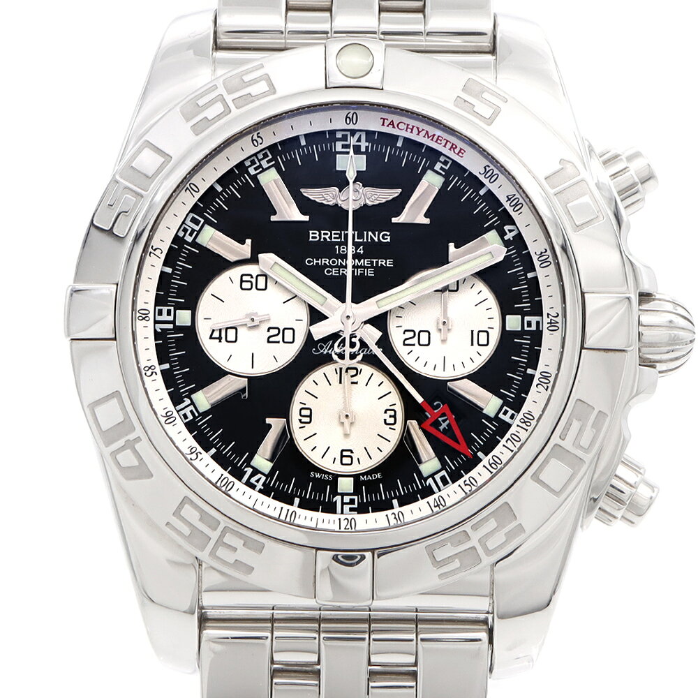 内部点検済 BREITLING ブライトリング クロノマット GMT AB0410 クロノグラフ デイト 500m防水 黒 ブラック SS ステンレス メンズ 自動巻き【6ヶ月保証】【腕時計】【中古】