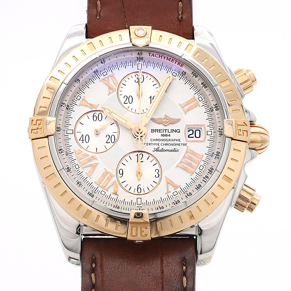 内部点検済 BREITLING ブライトリング クロノマット エボリューション C13356 クロノグラフ デイト 300m防水 白 ホワイト RG ローズゴールド SS ステンレス コンビ 純正尾錠 メンズ 自動巻き【6ヶ月保証】【腕時計】【中古】