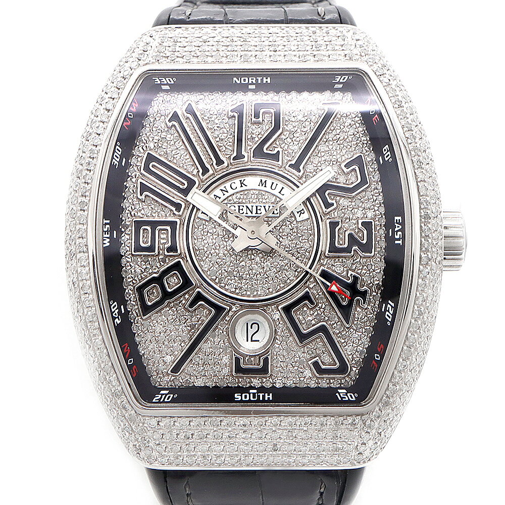 FRANCK MULLER フランクミュラー ヴァンガード ダイヤベゼル V41SCDT ダイヤモンド ダイヤ文字盤 デイト SS ステンレス アフターダイヤ メンズ 自動巻き【6ヶ月保証】【中古】【腕時計】