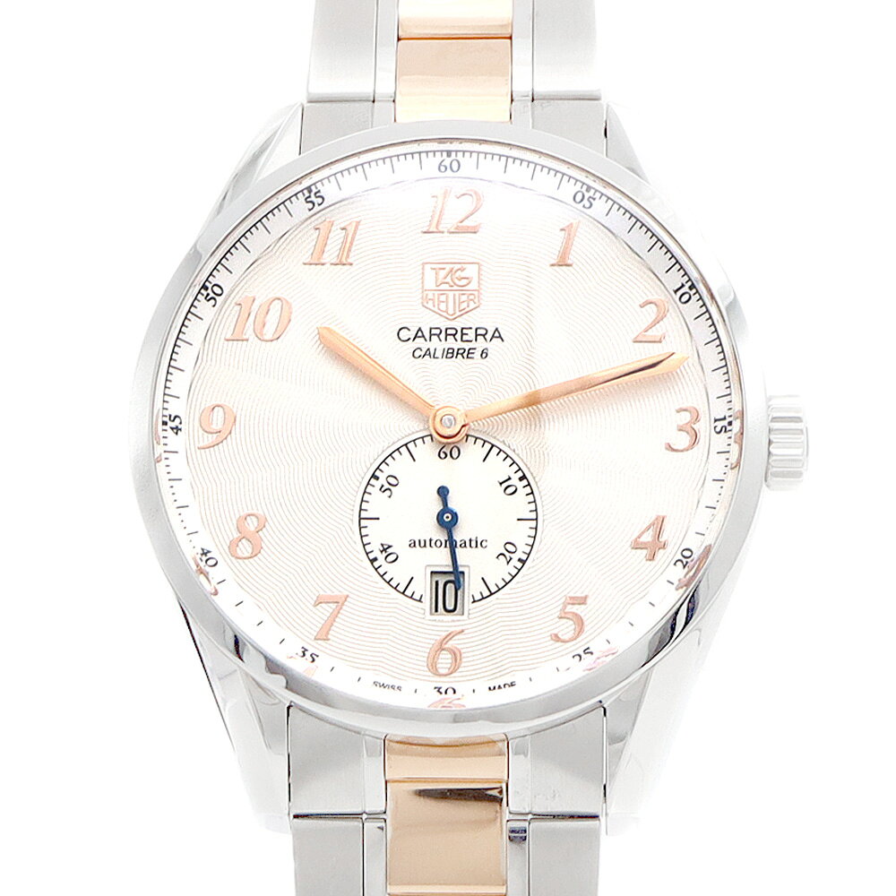 内部点検済 TAG Heuer タグホイヤー カレラ ヘリテージ キャリバー 6 WAS2112 BD0734 デイト 100m防水 裏スケ シルバー PG ピンクゴールド SS ステンレス コンビ メンズ 自動巻き【6ヶ月保証】【腕時計】【中古】