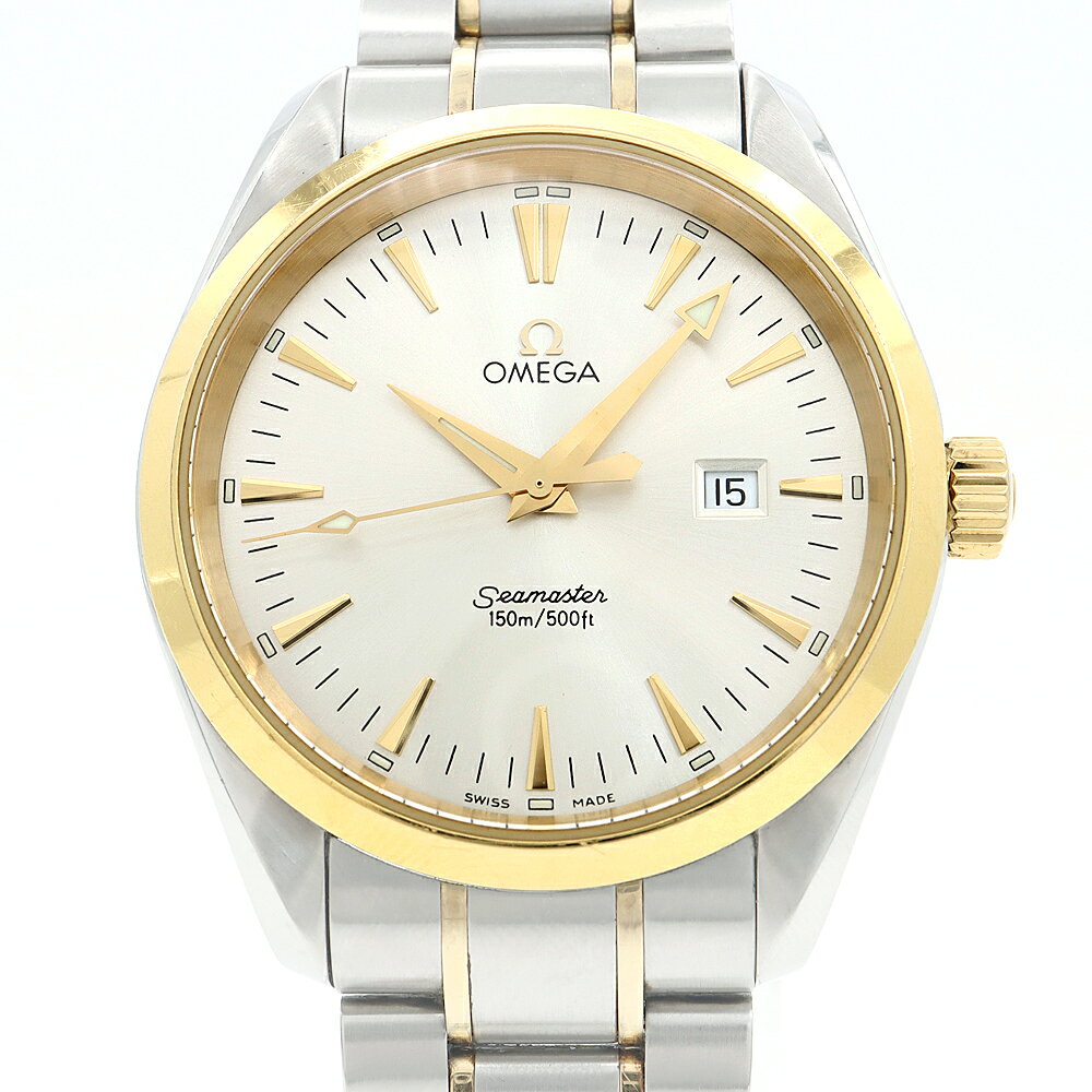 電池交換済 OMEGA オメガ シーマスター アクアテラ 2317.30 デイト 150m防水 シルバー YG イエローゴールド SS ステンレス コンビ メンズ クォーツ【6ヶ月保証】【腕時計】【中古】