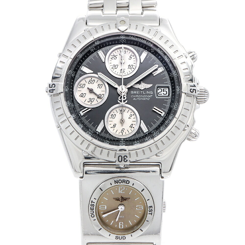 BREITLING ブライトリング ブラックバード クロノグラフ A13350 A61172 デイト 100m防水 グレー SS ステンレス メンズ 自動巻き【6ヶ月保証】【腕時計】【中古】