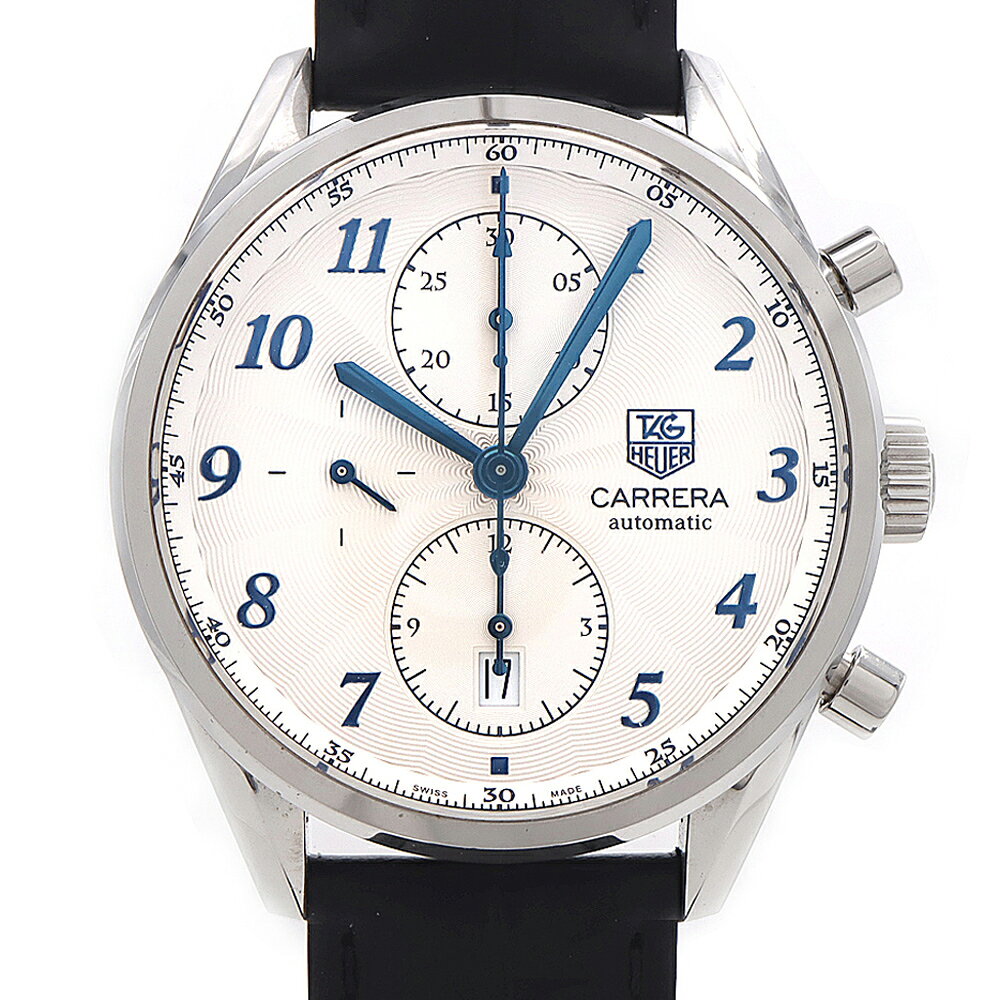 TAG Heuer タグホイヤー カレラ ヘリテージ キャリバー16 クロノグラフ CAS2111 FC6292 デイト 裏スケ 100m防水 シルバー SS ステンレス 純正尾錠 メンズ 自動巻き【6ヶ月保証】【腕時計】【中古】