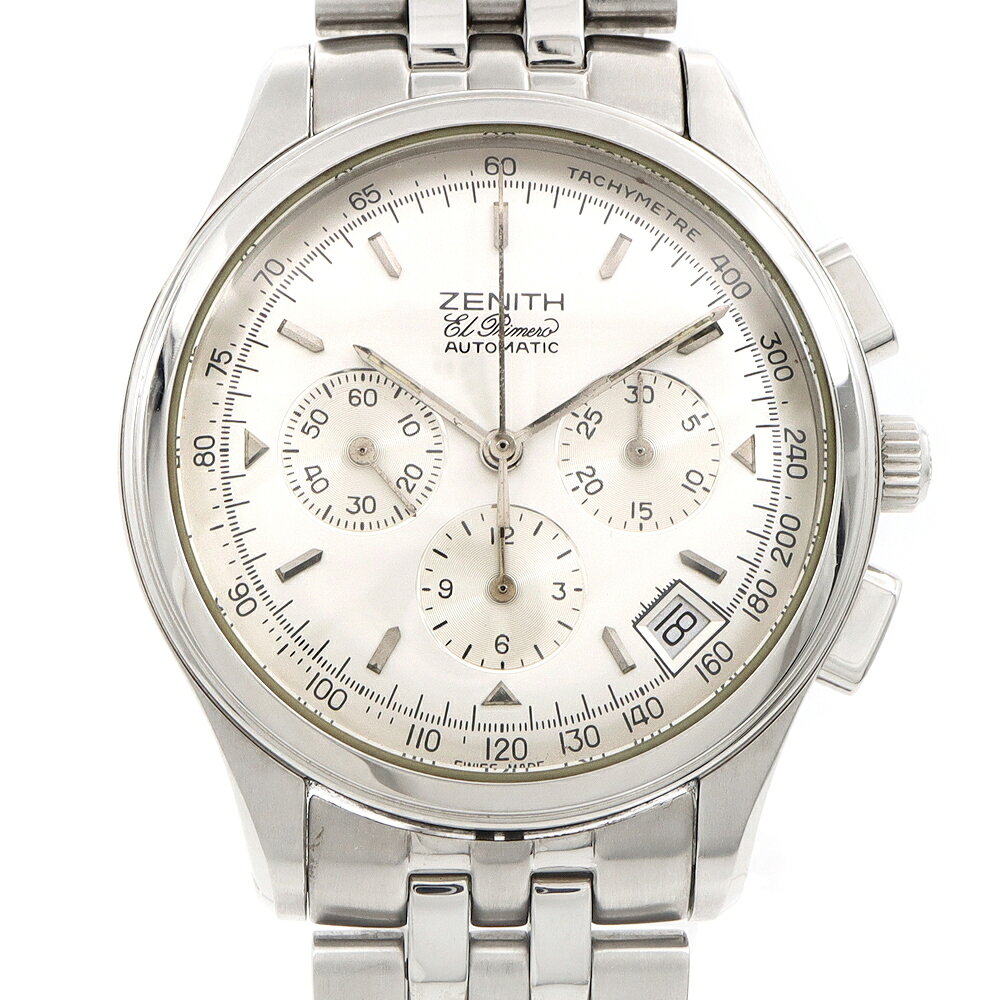 ZENITH ゼニス クラス エルプリメロ クロノグラフ 02.0500.400 デイト 100m防水 裏スケ シルバー SS ステンレス メンズ 自動巻き【6ヶ月保証】【腕時計】【中古】