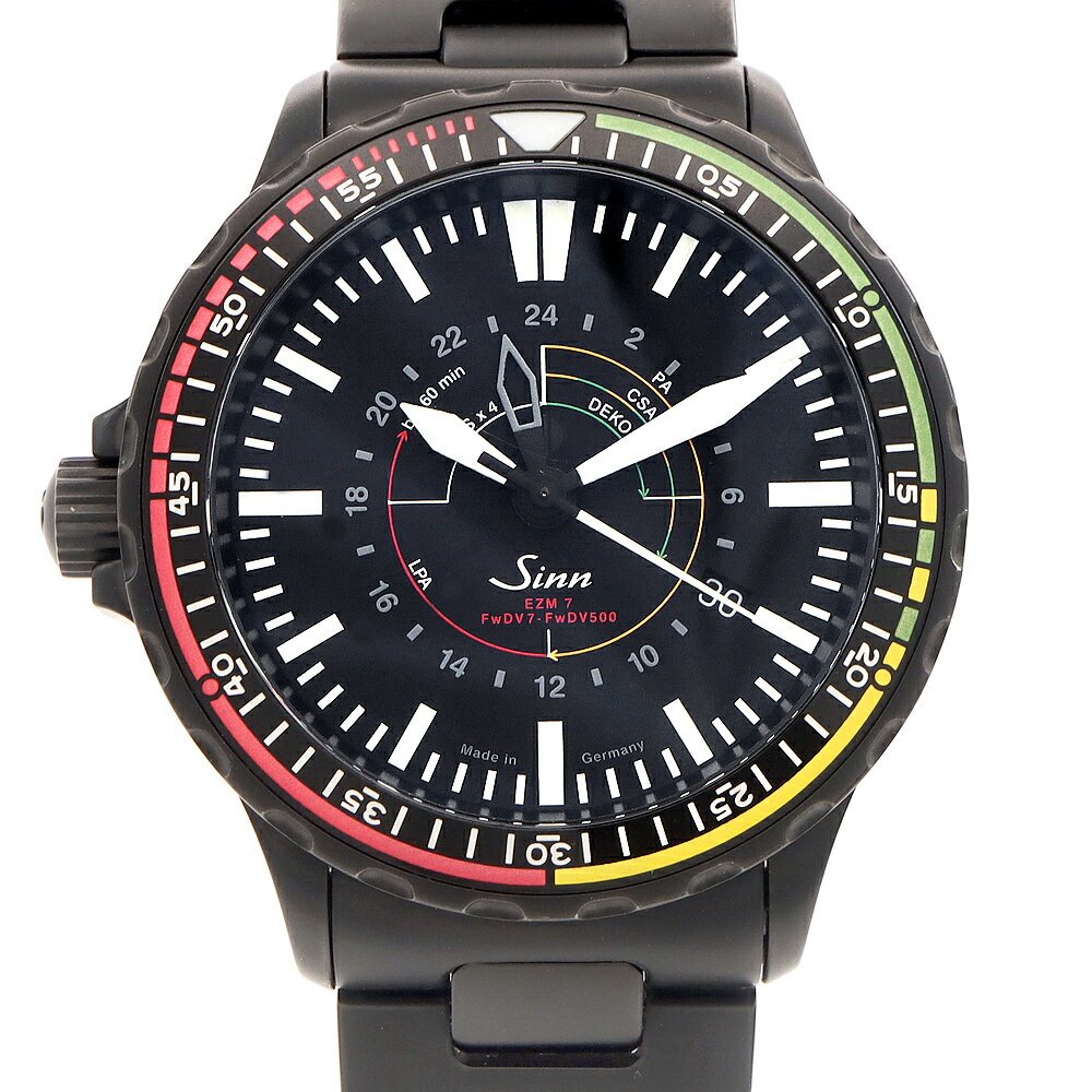 SINN ジン インストゥルメント 世界300本限定 857 EZM7.S デイト 200m防水 レフトハンド GMT 黒 ブラック SS ステンレス メンズ 自動巻き【6ヶ月保証】【腕時計】【中古】
