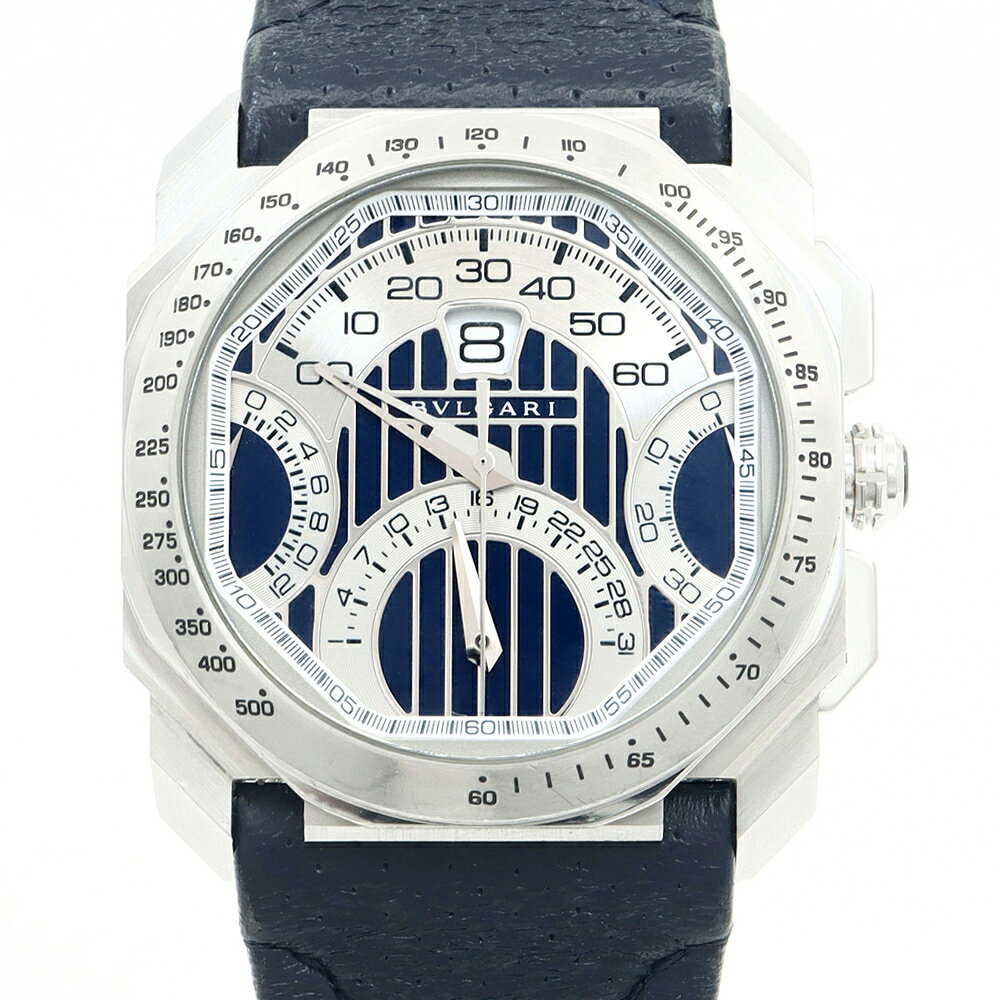 BVLGARI ブルガリ ジェラルドジェンタ オクト マセラティ スペシャルエディション クロノグラフ BGO45SCHQR BGO45C3SLDCHQR/MAS レトログラード デイト 青 ブルー SS ステンレス 純正ベルト 純正尾錠 メンズ 自動巻き【6ヶ月保証】【腕時計】【中古】
